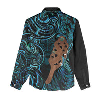 Maripi New Zealand Women Casual Shirt Maori Weapon Paua Shell Haka Fern