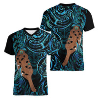 Maripi New Zealand Women V-Neck T-Shirt Maori Weapon Paua Shell Haka Fern