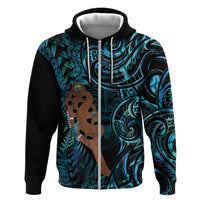 Maripi New Zealand Zip Hoodie Maori Weapon Paua Shell Haka Fern