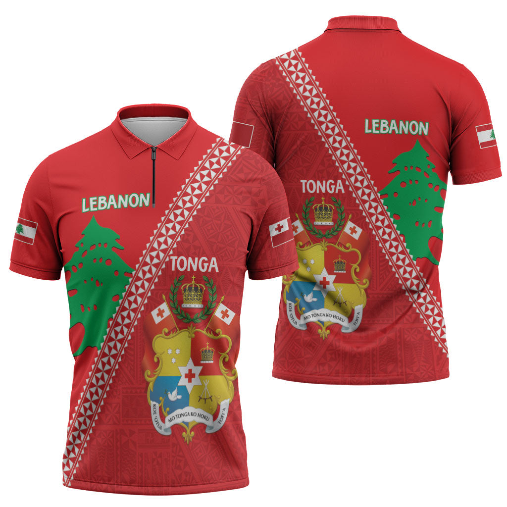Tonga And Lebanon Zipper Polo Shirt 2026 Together Half Style