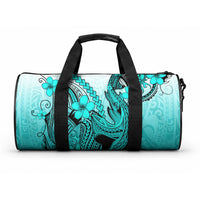 Hawaii Duffle Bag Polynesian Shark Tattoo With Plumeria Turquoise Gradient LT14 One size Turquoise - Polynesian Pride