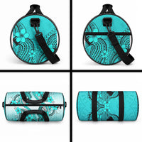 Hawaii Duffle Bag Polynesian Shark Tattoo With Plumeria Turquoise Gradient LT14 - Polynesian Pride