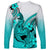 Hawaii Long Sleeve Shirt Polynesian Shark Tattoo With Plumeria Turquoise Gradient LT14 - Polynesian Pride