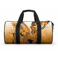 Hawaii Duffle Bag Polynesian Shark Tattoo With Plumeria Orange Gradient