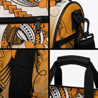 Hawaii Duffle Bag Polynesian Shark Tattoo With Plumeria Orange Gradient