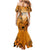 Orange Hawaii Family Matching Outfits Mermaid Dress And Hawaiian Shirt Polynesian Shark Tattoo LT14 - Polynesian Pride