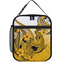 Hawaii Lunch Bag Polynesian Shark Tattoo With Plumeria Gold Gradient