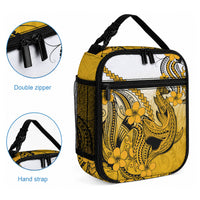 Hawaii Lunch Bag Polynesian Shark Tattoo With Plumeria Gold Gradient