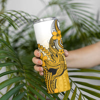 Hawaii Skinny Tumbler Polynesian Shark Tattoo With Plumeria Gold Gradient