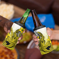 Hawaii 4 in 1 Can Cooler Tumbler Polynesian Shark Tattoo With Plumeria Yellow Gradient