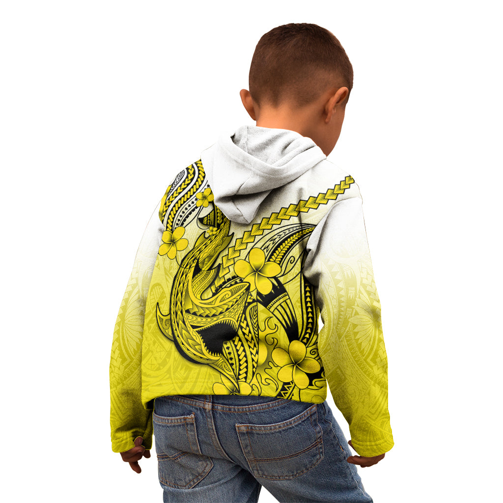 Hawaii Kid Hoodie Polynesian Shark Tattoo With Plumeria Yellow Gradient LT14 - Polynesian Pride