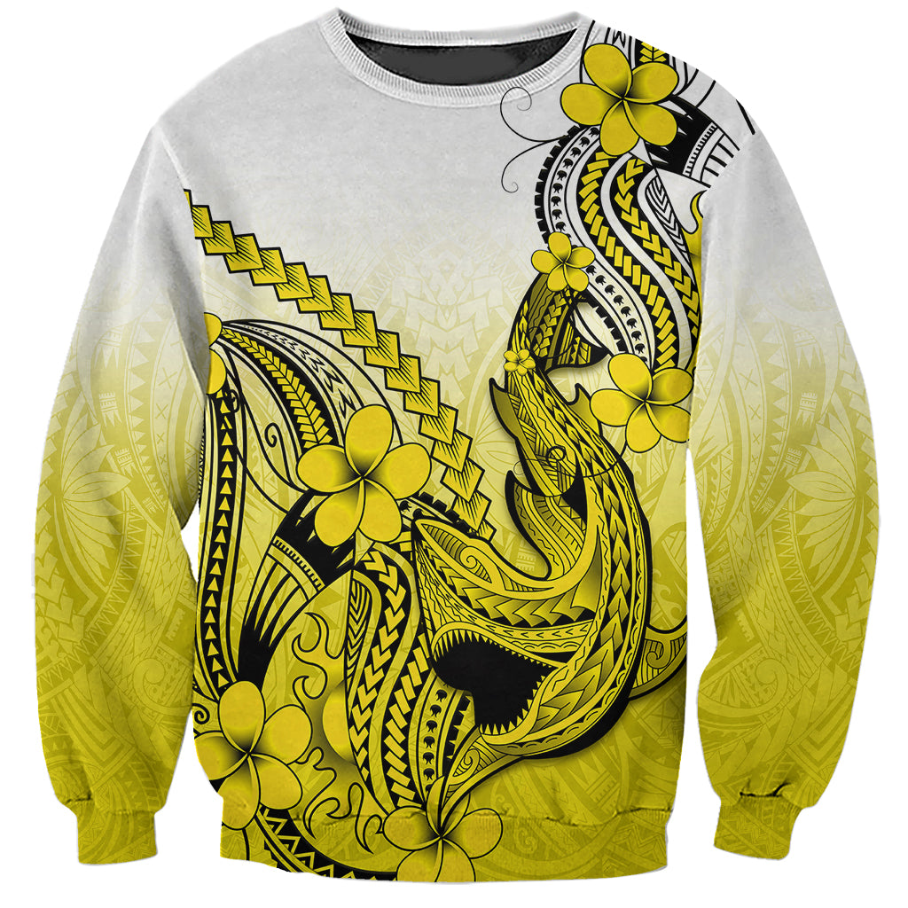 Hawaii Sweatshirt Polynesian Shark Tattoo With Plumeria Yellow Gradient LT14 Unisex Yellow - Polynesian Pride