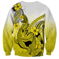 Hawaii Sweatshirt Polynesian Shark Tattoo With Plumeria Yellow Gradient LT14 - Polynesian Pride