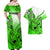 Hawaii Couples Matching Off Shoulder Maxi Dress and Hawaiian Shirt Polynesian Shark Tattoo With Plumeria Green Gradient LT14 - Polynesian Pride