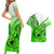 Hawaii Couples Matching Short Sleeve Bodycon Dress and Hawaiian Shirt Polynesian Shark Tattoo With Plumeria Green Gradient LT14 - Polynesian Pride