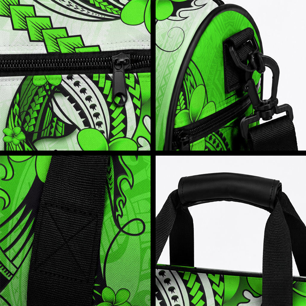 Hawaii Duffle Bag Polynesian Shark Tattoo With Plumeria Green Gradient