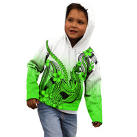 Hawaii Kid Hoodie Polynesian Shark Tattoo With Plumeria Green Gradient LT14 - Polynesian Pride