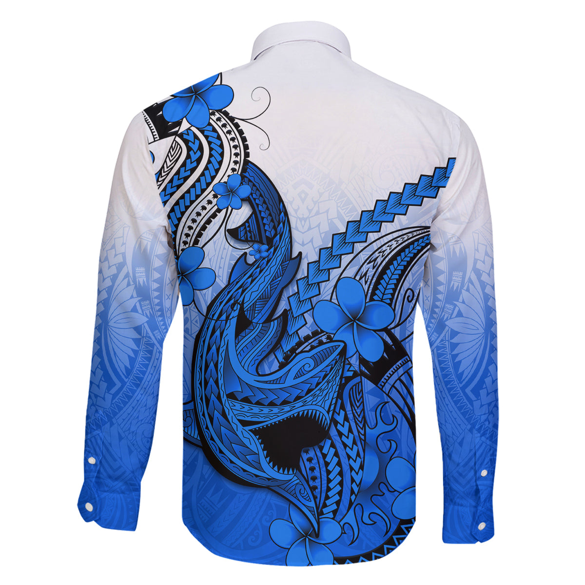 Blue Hawaii Family Matching Outfits Off Shoulder Maxi Dress And Hawaiian Shirt Polynesian Shark Tattoo LT14