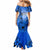 Hawaii Mermaid Dress Polynesian Shark Tattoo With Plumeria Blue Gradient LT14 - Polynesian Pride