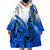 Hawaii Wearable Blanket Hoodie Polynesian Shark Tattoo With Plumeria Blue Gradient LT14 - Polynesian Pride