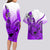 Hawaii Couples Matching Long Sleeve Bodycon Dress and Hawaiian Shirt Polynesian Shark Tattoo With Plumeria Purple Gradient LT14 - Polynesian Pride