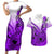 Hawaii Couples Matching Short Sleeve Bodycon Dress and Hawaiian Shirt Polynesian Shark Tattoo With Plumeria Purple Gradient LT14 Purple - Polynesian Pride