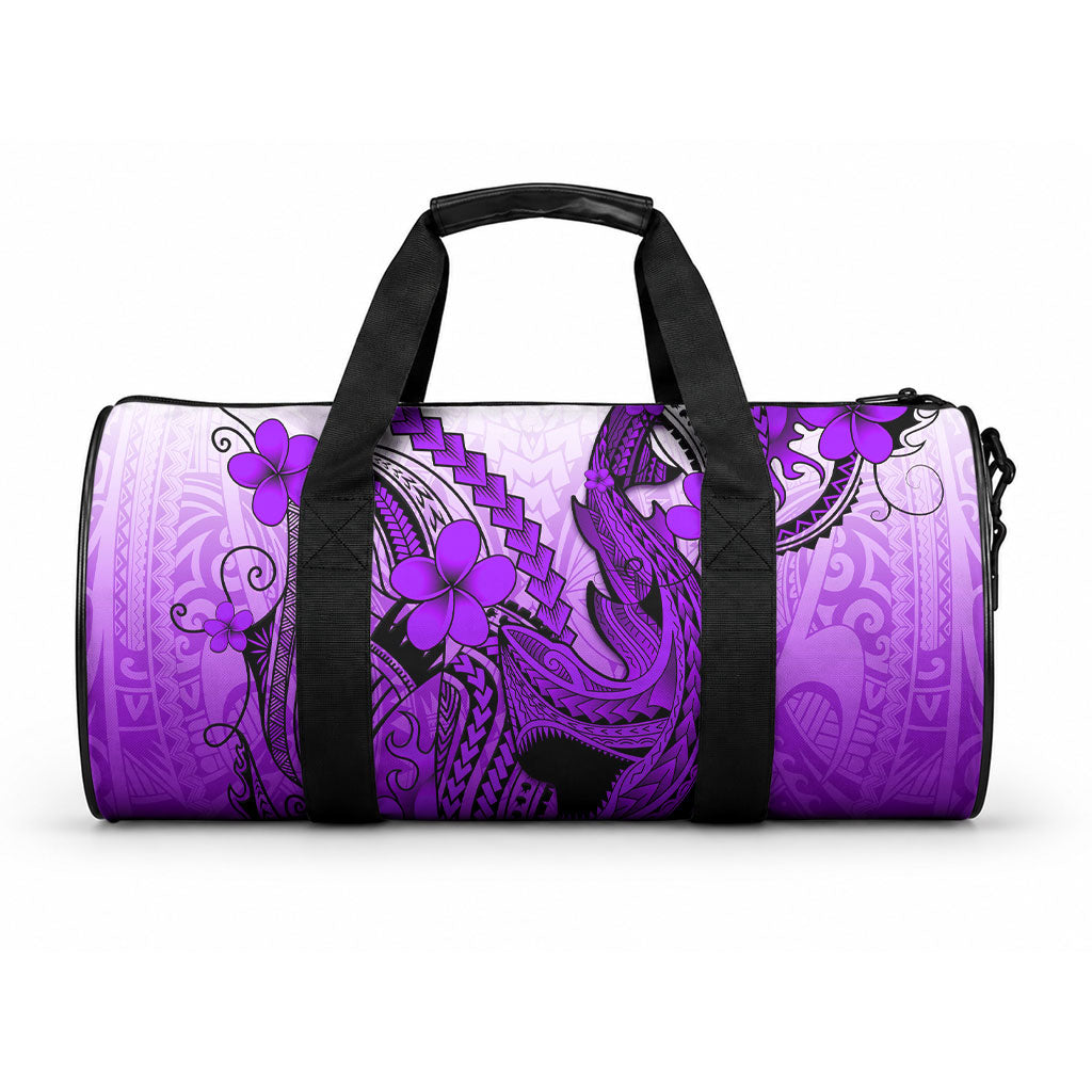 Hawaii Duffle Bag Polynesian Shark Tattoo With Plumeria Purple Gradient