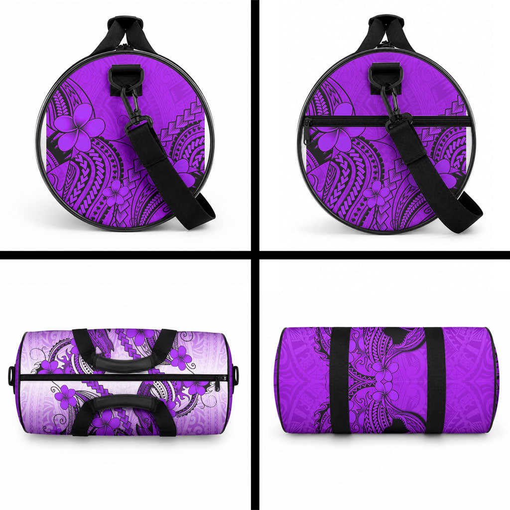 Hawaii Duffle Bag Polynesian Shark Tattoo With Plumeria Purple Gradient