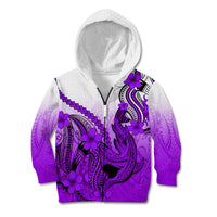 Hawaii Kid Hoodie Polynesian Shark Tattoo With Plumeria Purple Gradient LT14 - Polynesian Pride