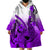 Hawaii Wearable Blanket Hoodie Polynesian Shark Tattoo With Plumeria Purple Gradient LT14 - Polynesian Pride