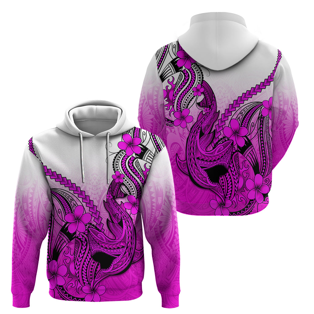 Hawaii Hoodie Polynesian Shark Tattoo With Plumeria Pink Gradient LT14 - Polynesian Pride