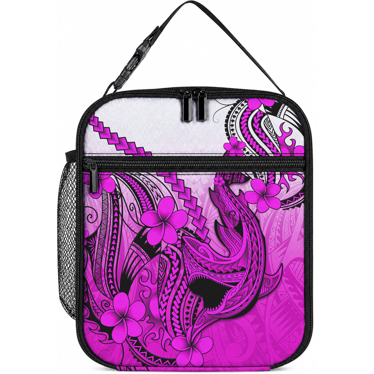 Hawaii Lunch Bag Polynesian Shark Tattoo With Plumeria Pink Gradient