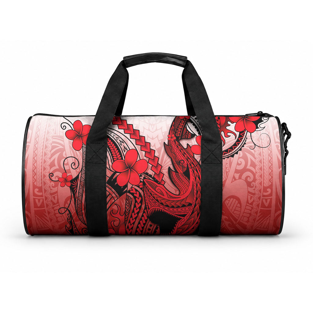 Hawaii Duffle Bag Polynesian Shark Tattoo With Plumeria Red Gradient LT14 One size Red - Polynesian Pride