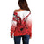 Hawaii Off Shoulder Sweater Polynesian Shark Tattoo With Plumeria Red Gradient LT14 - Polynesian Pride