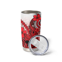 Hawaii Tumbler Cup Polynesian Shark Tattoo With Plumeria Red Gradient