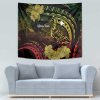 Personalised Hawaii Nene Goose Tapestry Hawaiian Map Hibiscus Polynesian Art - Reggae Gradient