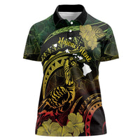 Personalised Hawaii Nene Goose Women Polo Shirt Hawaiian Map Hibiscus Polynesian Art - Reggae Gradient LT14 Female Reggae - Polynesian Pride