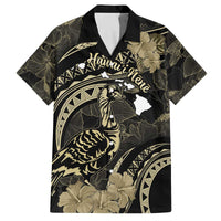 Personalised Hawaii Nene Goose Family Matching Puletasi and Hawaiian Shirt Hawaiian Map Hibiscus Polynesian Art - Beige LT14 Dad's Shirt - Short Sleeve Beige - Polynesian Pride