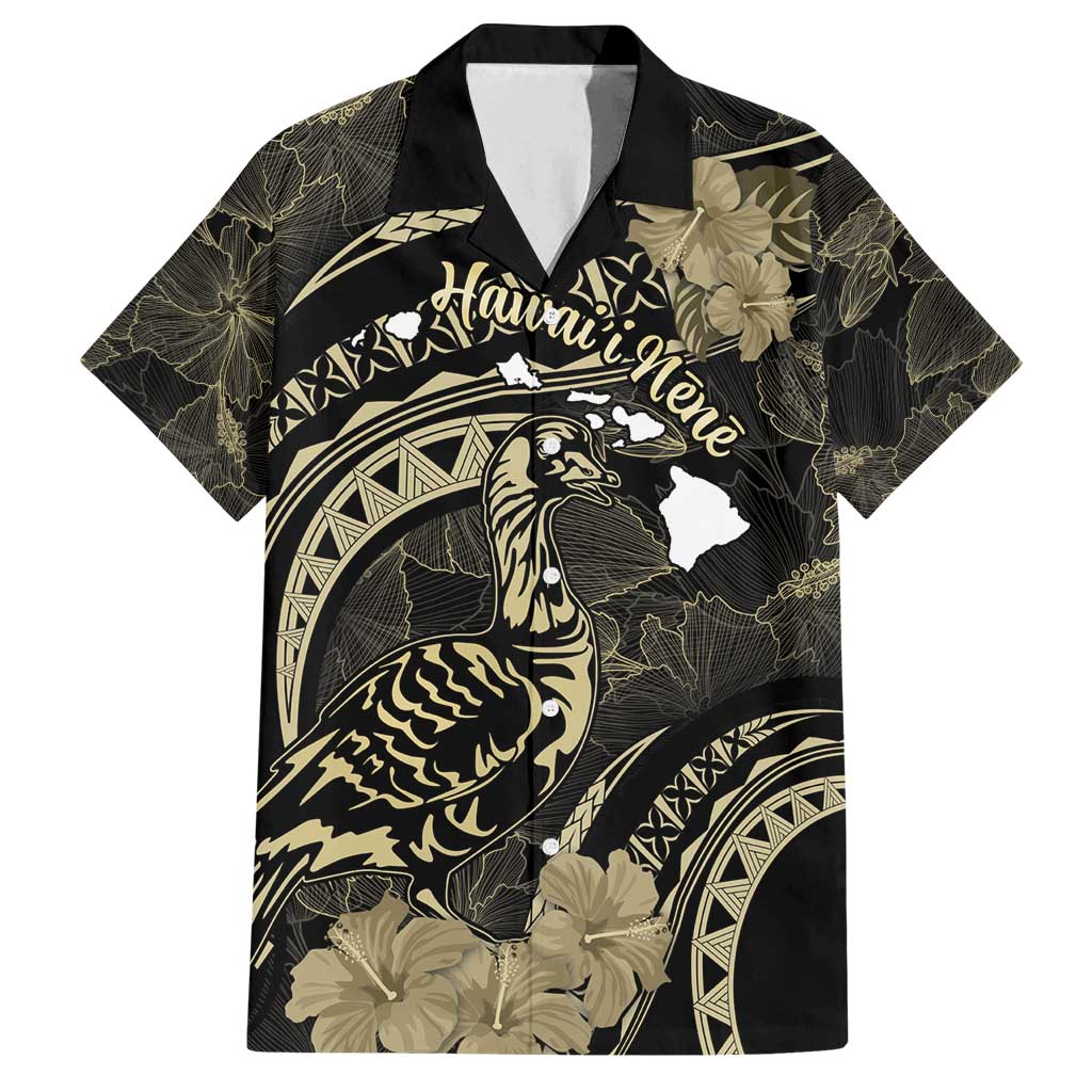 Personalised Hawaii Nene Goose Family Matching Tank Maxi Dress and Hawaiian Shirt Hawaiian Map Hibiscus Polynesian Art - Beige