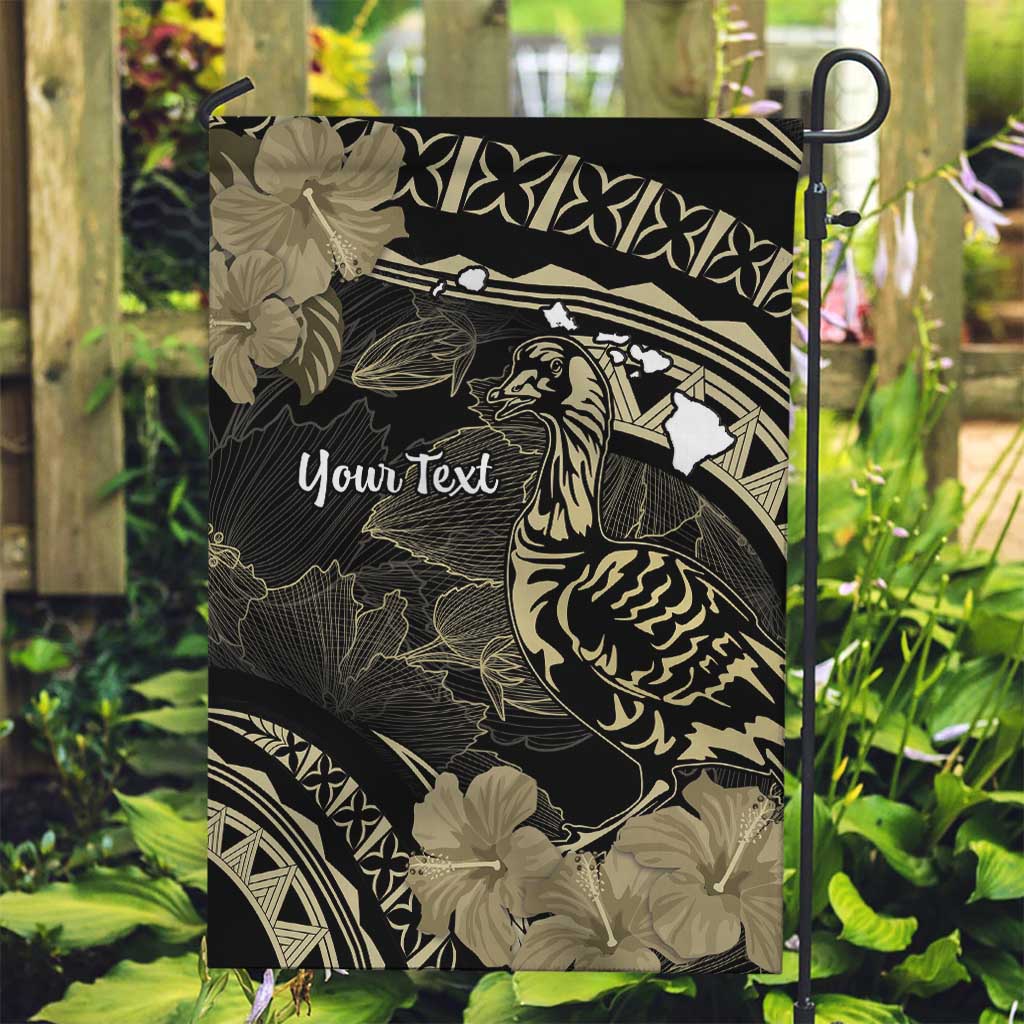Personalised Hawaii Nene Goose Garden Flag Hawaiian Map Hibiscus Polynesian Art - Beige