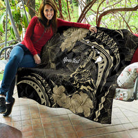 Personalised Hawaii Nene Goose Quilt Hawaiian Map Hibiscus Polynesian Art - Beige