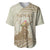 Personalised Hawaii Monk Seal Baseball Jersey Polynesian Tattoo With Tropical Flowers - Beige Pastel