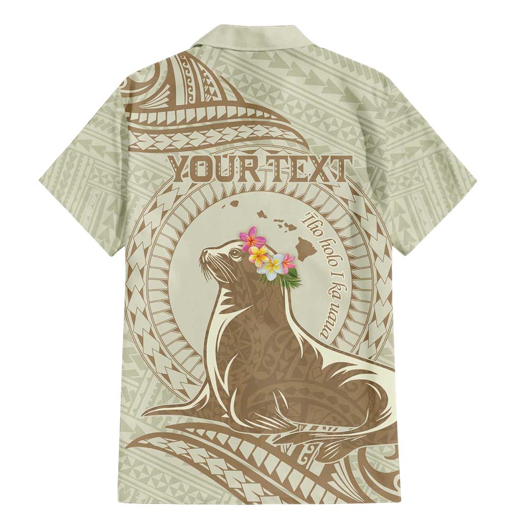 Personalised Hawaii Monk Seal Family Matching Mermaid Dress and Hawaiian Shirt Polynesian Tattoo With Tropical Flowers - Beige Pastel
