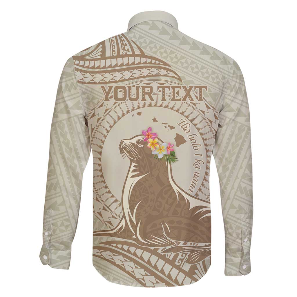 Personalised Hawaii Monk Seal Family Matching Summer Maxi Dress and Hawaiian Shirt Polynesian Tattoo With Tropical Flowers - Beige Pastel