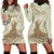 Personalised Hawaii Monk Seal Hoodie Dress Polynesian Tattoo With Tropical Flowers - Beige Pastel