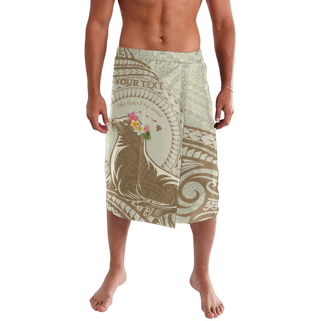 Personalised Hawaii Monk Seal Lavalava Polynesian Tattoo With Tropical Flowers - Beige Pastel