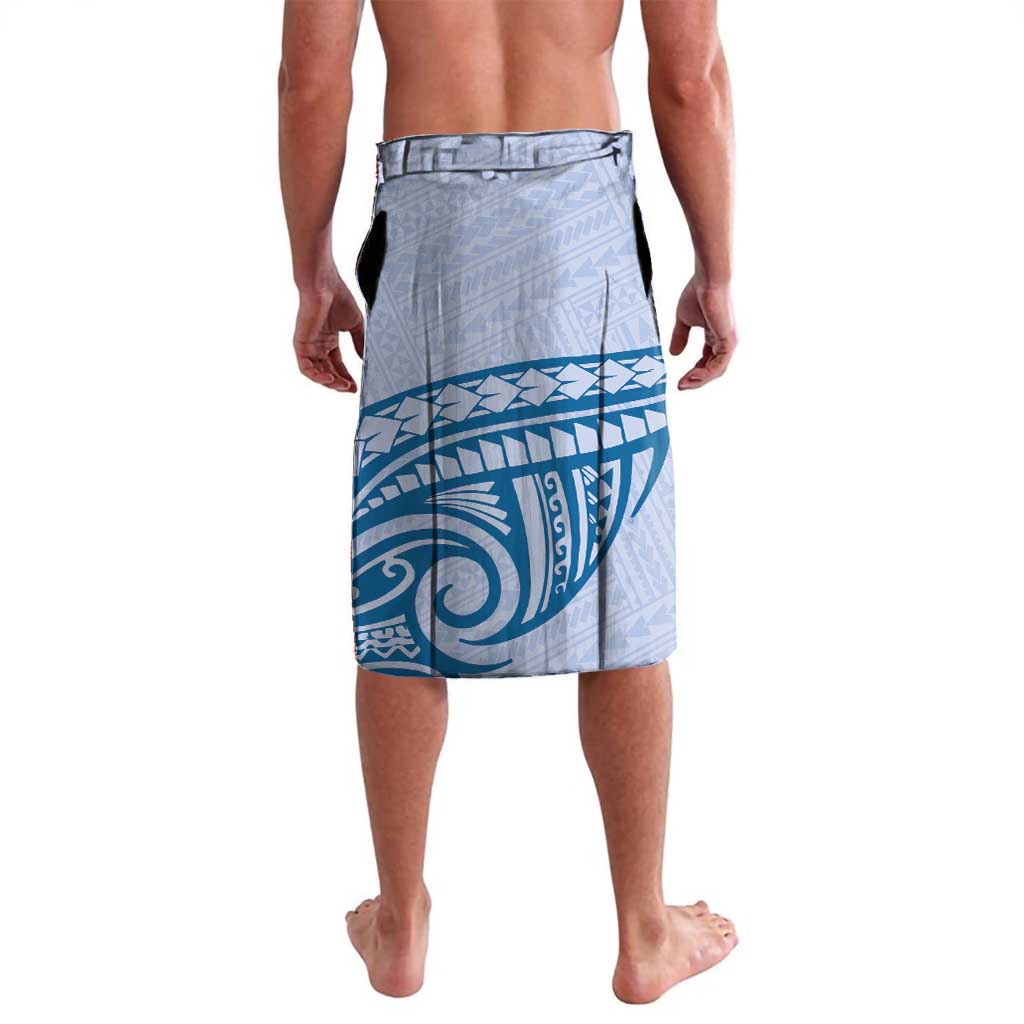 Personalised Hawaii Monk Seal Lavalava Polynesian Tattoo With Tropical Flowers - Blue Pastel
