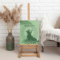 Personalised Hawaii Monk Seal Canvas Wall Art Polynesian Tattoo With Tropical Flowers - Green Pastel