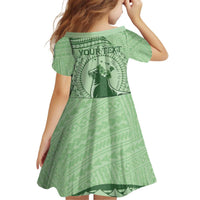 Personalised Hawaii Monk Seal Family Matching Puletasi and Hawaiian Shirt Polynesian Tattoo With Tropical Flowers - Green Pastel LT14 - Polynesian Pride