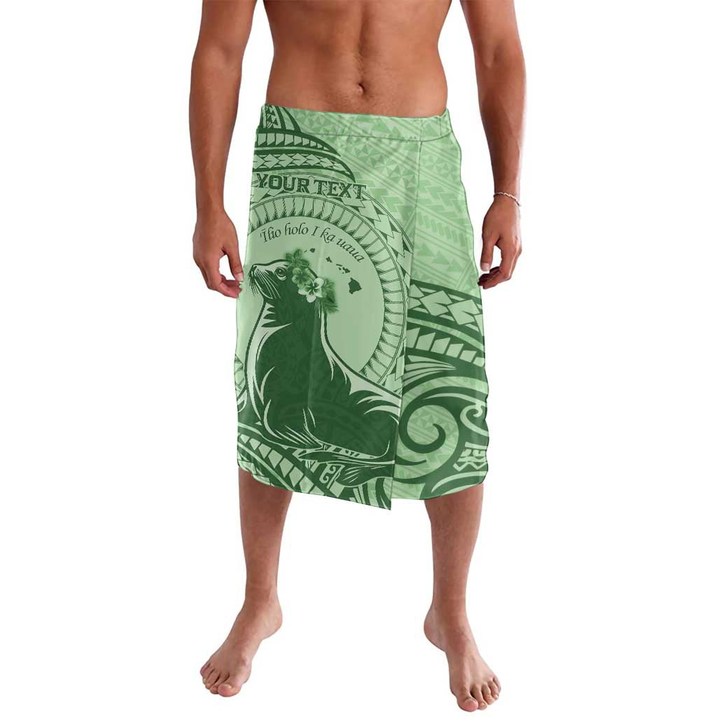 Personalised Hawaii Monk Seal Lavalava Polynesian Tattoo With Tropical Flowers - Green Pastel